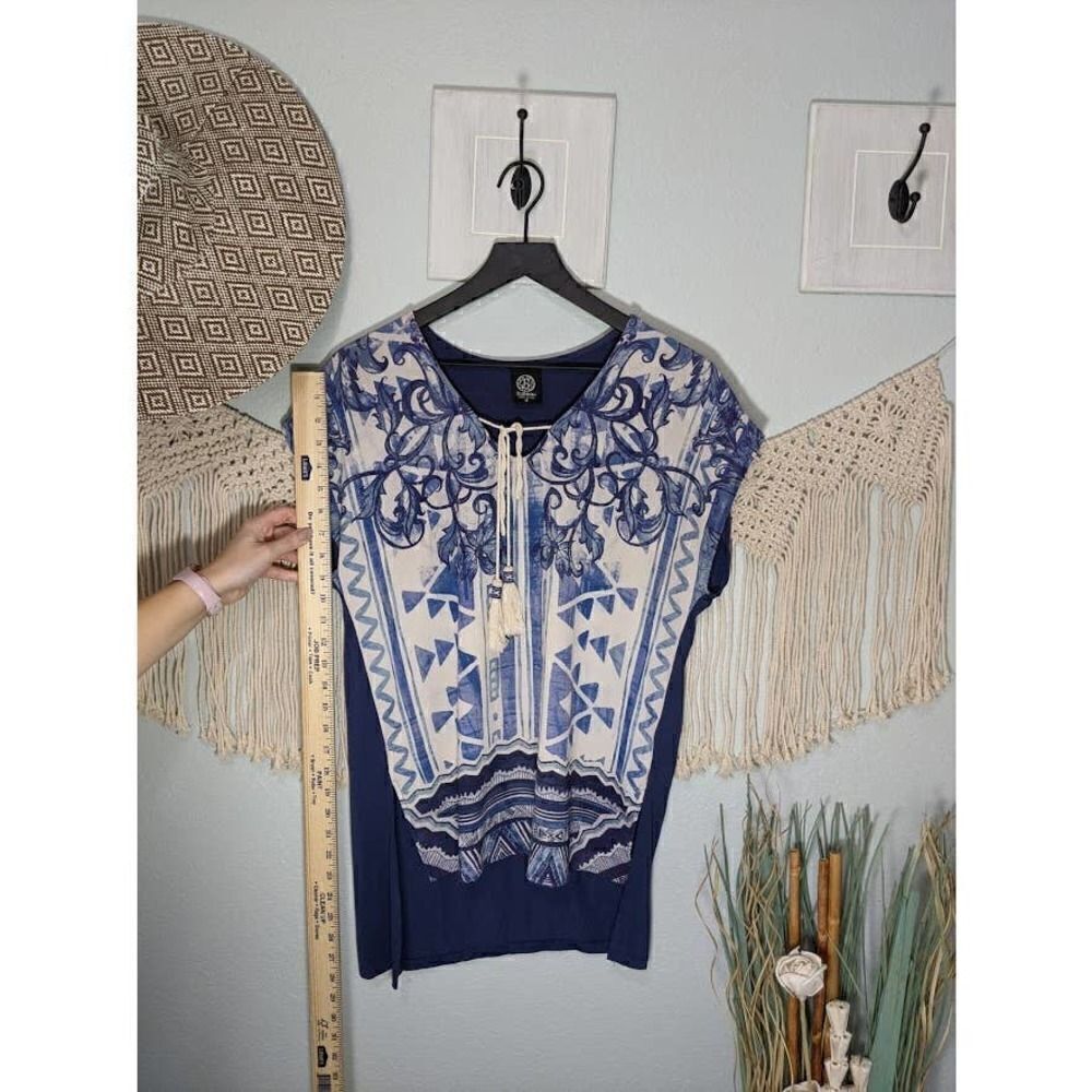 Bobeau Blue Aztec Tunic Top - Picture 5 of 16